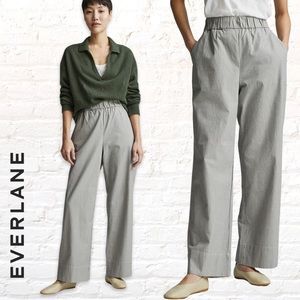 Everlane Women’s The Easy Pant Pull On Twill Pinstriped Size XL Canvas Tan/ Navy